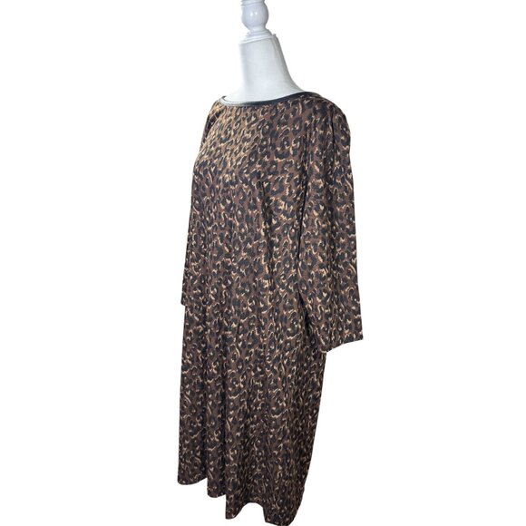 Talbots Womens Dress Size 16W Faux Leather A Line Brown Animal Print Leopard - Picture 3 of 9